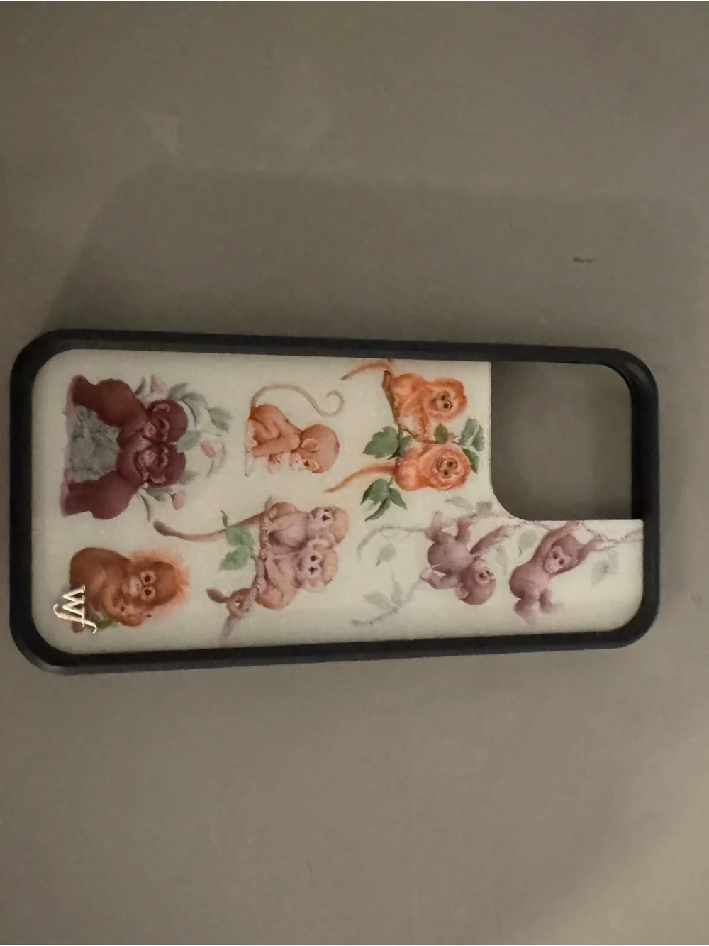 Wildflower iPhone 15 Pro Max. Floral & Monkey Pattern Phone Case - White